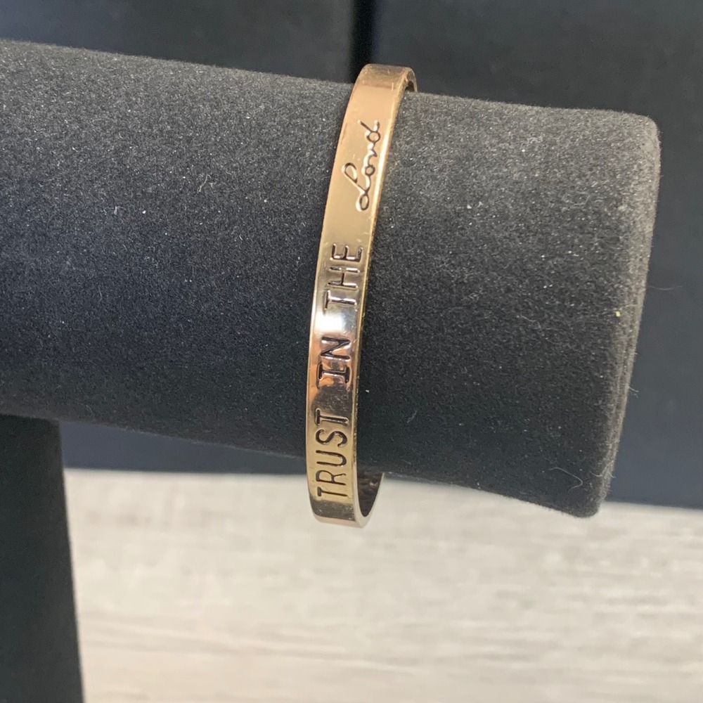 Trust In The Lord Gold Tone Engraved Cuff Bracelet Inspirational Jewelry